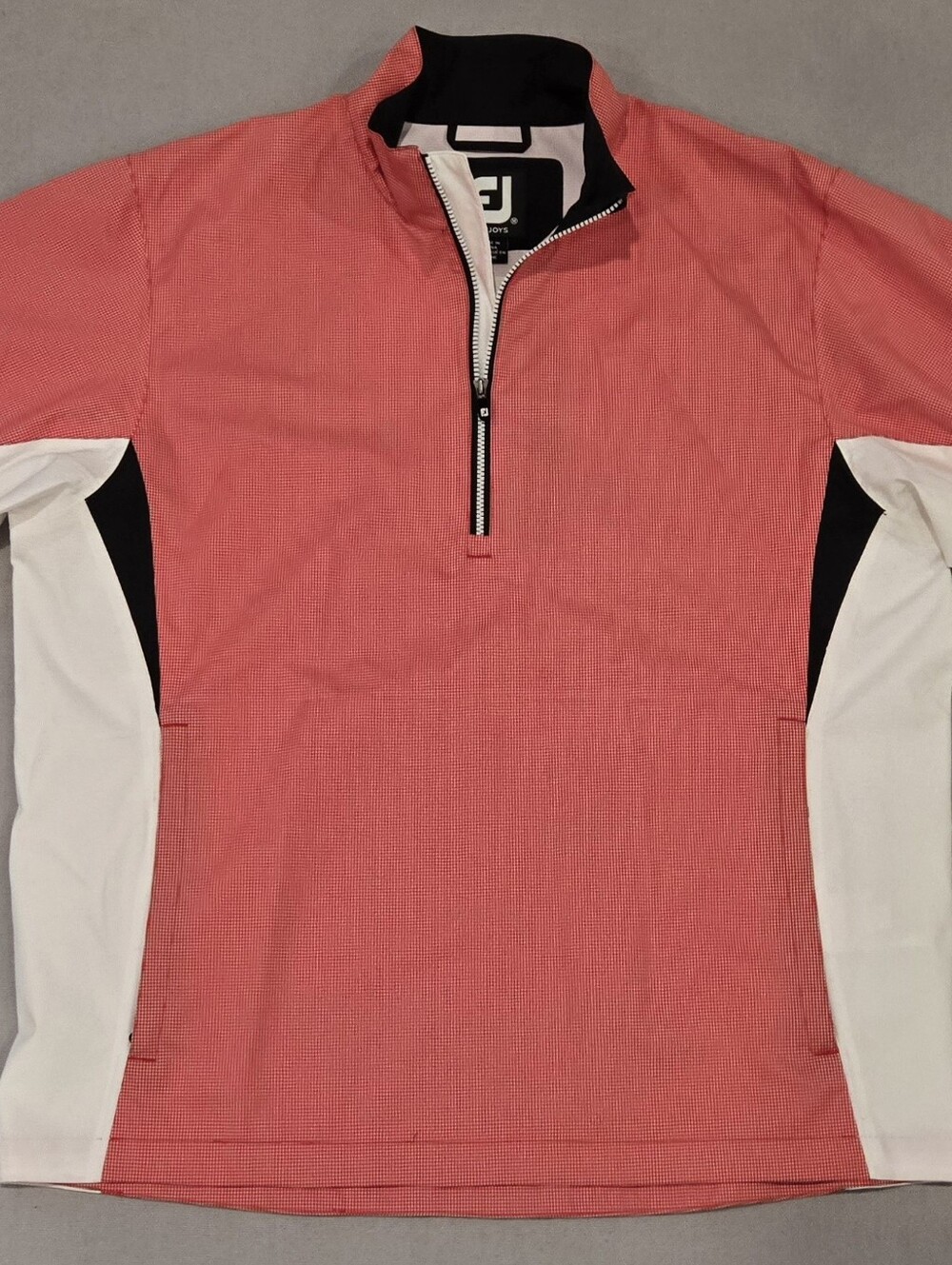 FootJoy Hydrolite Rain Jacket Red Golf 1/4 Zip Pullover Mens Medium Short Sleeve